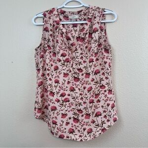 LOFT Floral Sleeveless Blouse in Pink White and Black Women’s XSmall